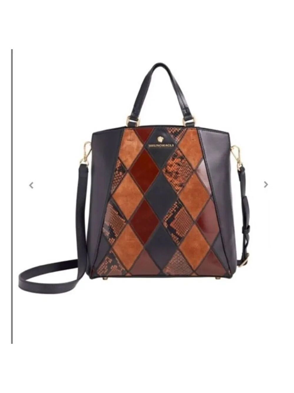 Bruno Magli Damiana small tote black/tan/caramel leather/suede